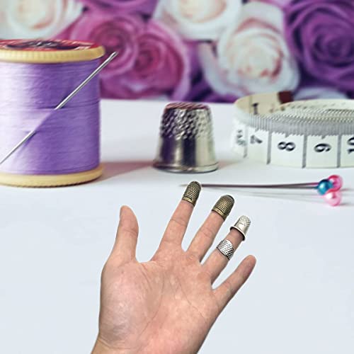 4 Pcs Sewing Thimble, Metal Thimbles For Hand Sewing, Adjustable Finger Protectors For Needlework, Hand Embroidery Craft #TOP5