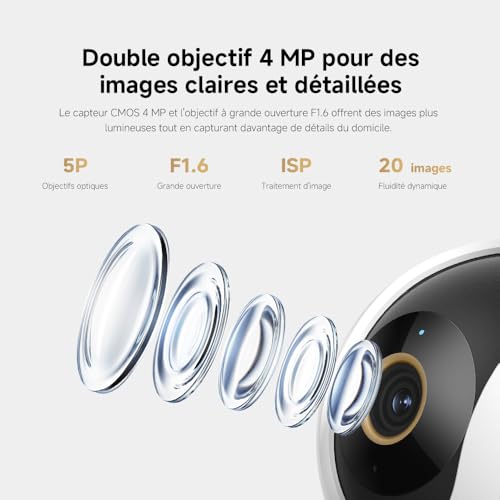 XIAOMI Smart Camera C500 Dual | Double Objectif 4 MP| Vision 110° & WiFi 6 | Détection IA Locale & Vision Nocturne Couleur | Suivi Synchronisé