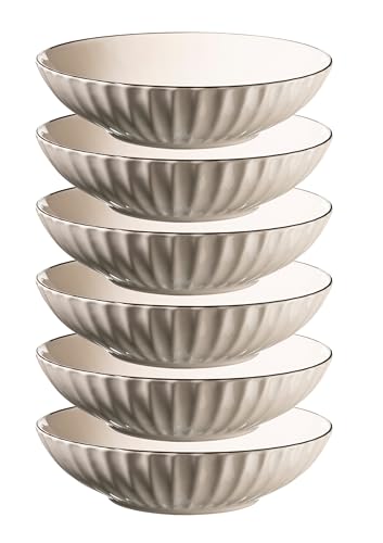 MÄSER Serie OSITA, Suppenteller für 6 Personen aus hochwertigem Keramik, tiefes Teller Set, Retro-Design, Steinzeug, Weiß, Hellblau MÄSER Serie OSITA, Suppenteller für 6 Personen aus hochwertigem Keramik, tiefes Teller Set, Retro-Design, Steinzeug, Weiß, Hellblau