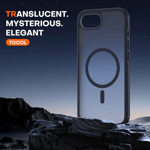 Image of TOCOL for iPhone 17e Case, Compatible with Magsafe, Military Drop Protection, Slim Translucent Matte Shockproof for iPhone 17 e Case 6.1 inch (Black)