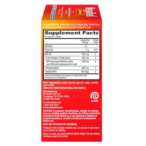 MegaRed Ultra Concentrate 750mg Omega-3 Krill Oil Fatty Acid Supplement with EPA/DHA, Antioxidant Astaxanthin, No Fish Oil Aftertaste Supports Heart Health, 80 Count Softgels (2 Pack)