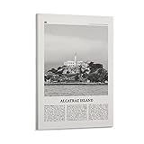 Alcatraz Island Druck schwarz und weiß, Alcatraz Island 