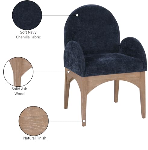 Meridian Furniture Waldorf Navy Chenille Fabric Dining Arm Chair by Meridian Furniture - Image 4