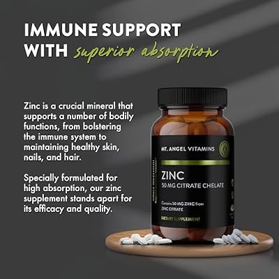 Mt. Angel Vitamins - Zinc Citrate 50mg - Zinc 50 mg Citrate Chelate - Natural Zinc Supplements Made in USA - 60 Vegetarian Tablets