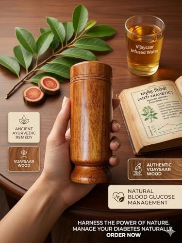 Image of Vijaysar Handmade Wooden Glass for Natural Blood Glucose Management, Ayurvedic Sugar Control Cup, 16.5cm, 2.5 Inch Opening