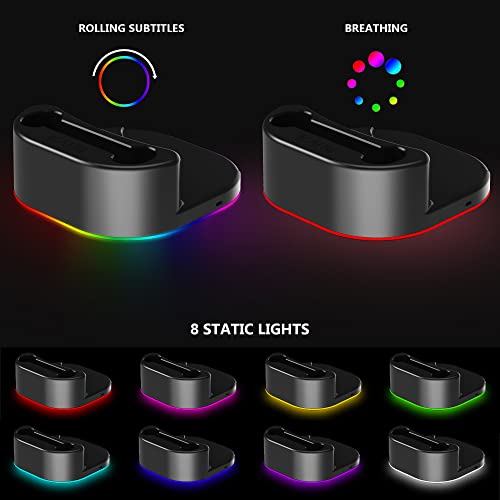KAFRI Charging Dock and Stand for Meta Quest 2 VR Headset - With LED Light, Controller Holder and Charger - Black