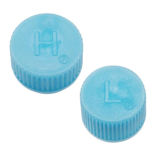 GAOLAOSY Car A/C Valve Core Cap AC System Charging Port Seal Caps Leakproof High & Low Side Pressure Valve Covers Kit Car R134a Air Conditioning Refrigerant Port Repair Accessories (2PCS)