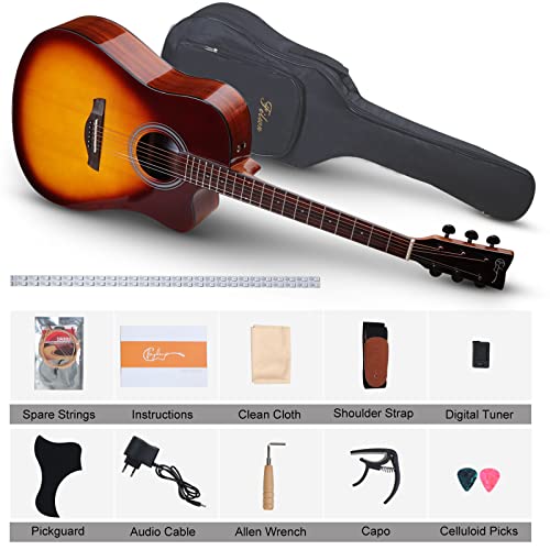 Guitare Acoustique avec Lumières LED Kits de Guitare à Cordes en Acier de 41 Pouces avec Capodastre, Sangle, Médiators… - Les Beatles, Paul McCartney, John Lennon, RIngo Starr, George Harrison Guitare Acoustique avec Lumières LED Kits de Guitare à Cordes en Acier de 41 Pouces avec Capodastre, Sangle, Médiators… – Image 6