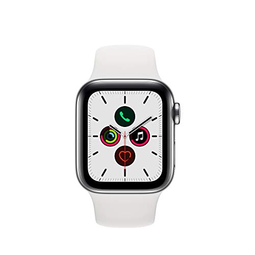 Image of Apple Watch Series 5 (GPS + Cellular, 40mm) - ​Stainless Steel Case with White Sport Band