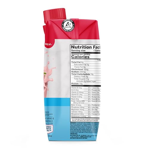 Image of SlimFast Meal Replacement Shake, Original Strawberries & Creme, No Added Sugar, Meal Replacement Shakes, 10g Ready to Drink Protein, 5g Fiber, 25 Vitamins and Minerals, 11 Fl. Oz, 12 Count