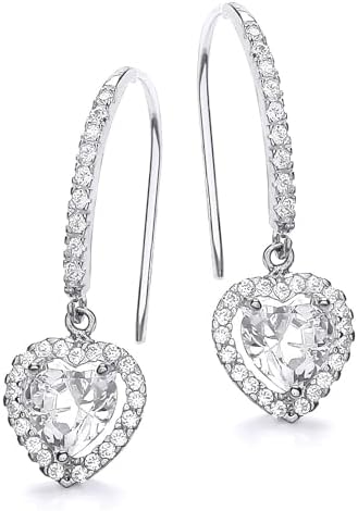 Carissima Orecchini A Perno Oro Bianco 9ct Con Zircone Cubico A Croce – Gioielli Etici In Confezione Regalo