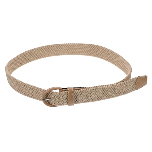 Elastic Woven Waist Belt for Men and Women Beige Braided Stretch Fabric Band for Jeans Casual Dresses Slimming Accessory for Parties and Daily Wear