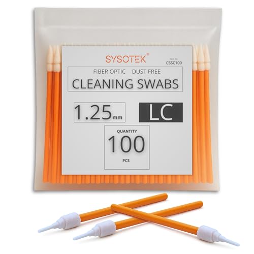 Sysotek Fiber Optic Cleaning Swabs 100 Pack LC 1.25mm Lint Free Anti-Static Cleaning Sticks for Optical Components Ports and Adapters LC Connector Cleaner Tool for Professional Field Use