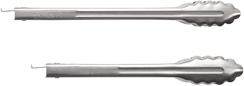 Cutlery 2-Piece 9" and 12" Heavy-Duty Tongs Set (B313 & B314) | Scalloped Edges, Stainless Steel