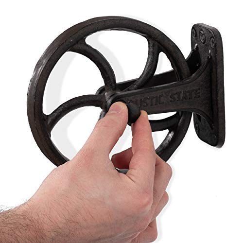 Rustic State Halat Cast Iron Vintage Industrial Wheel Farmhouse Wall Mount Pulley 6.75 Inch Diameter For Custom Make Lamp Pendant Fixtures Black #TOP6