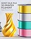 SUNLU PLA Plus Shiny Silk 3D Drucker Filament 1.75mm, Silk PLA+ 3D Druck Filament mit Seidenglattes Finish, Gute Farbwiedergabe, Maßgenauigkeit +/- 0,02mm, 1kg(2.2lb) Spule, PLA+ Silk Silber