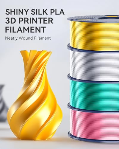 SUNLU Silk PLA+ Filament, Shiny Metallic Silk 3D Filament 1.75mm, High Strength PLA Plus 3D Printer Filament, 1KG Spool, Light Gold