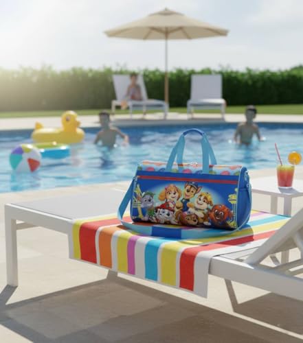 Image of PAW Patrol Kids Duffle Bag 16.5 inch - Travel & Sports Bag with Zipper Pocket, Mesh Side Pockets & Shoulder Strap