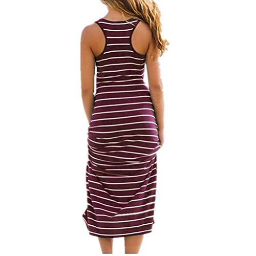 Image of Roselux Women Sleeveless Scoop Neck Striped Maxi Sundresses Loose Racerback Long Dress