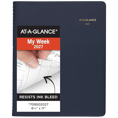 Image of AT-A-GLANCE 2027 Appointment Book Planner, Weekly, 13-Month Jan-Jan, 8.25 inch x 11 inch, Navy (709502027)