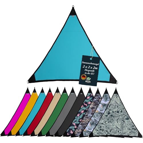 Sonnensegel Wasserdicht Sonnenschutz Garten mit befestigungen Leinen 100% Schutz vor UV-Strahlungen (2m x 2m, Blau)