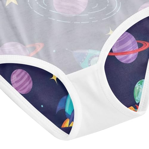 Kids Underwear Girls, Colorful Rockets Toddler Briefs, Cotton Girls Underwear, 2T–8 Years4