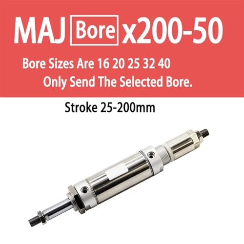 Vérin pneumatique MAJ32 mm réglable en acier inoxydable avec course de 200 mm