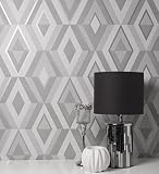 GAULAN 680907 - Papel Pintado Lavable geométrico Moderno con Detalles Metalizados para Pared salón Dormitorio Comedor cabecero Cama - Rollo de 10 m x 0,53 m