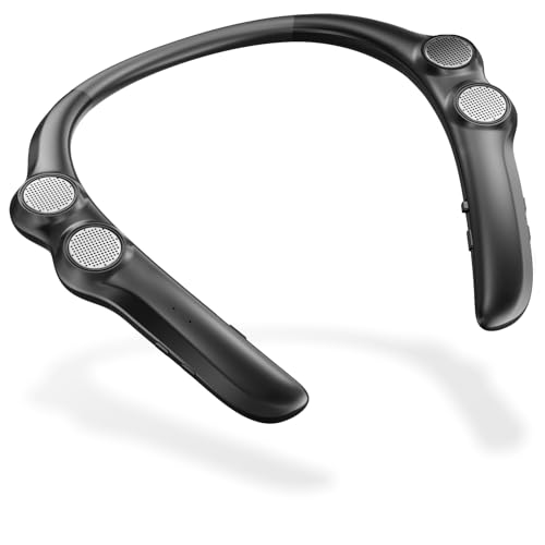 MONODEAL Bluetooth Lautsprecher Tragbarer Nackenlautsprecher, Wireless-Neckband-Lautsprecher mit 3D Surroud Sound, Mikrofon für Sport im Freien