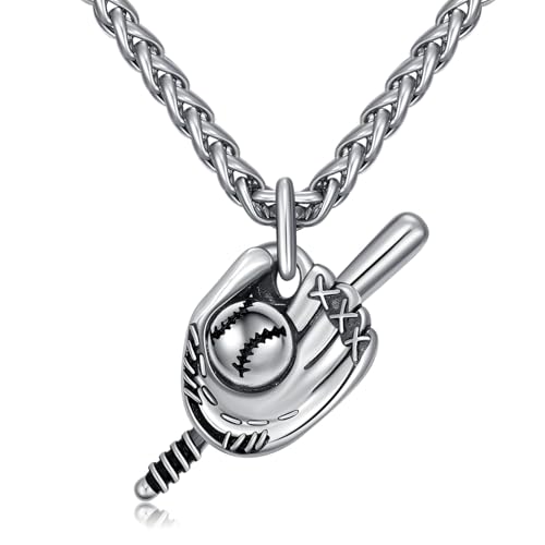 Chaîne de baseball homme argent 925 avec pendentif batte bijoux sport