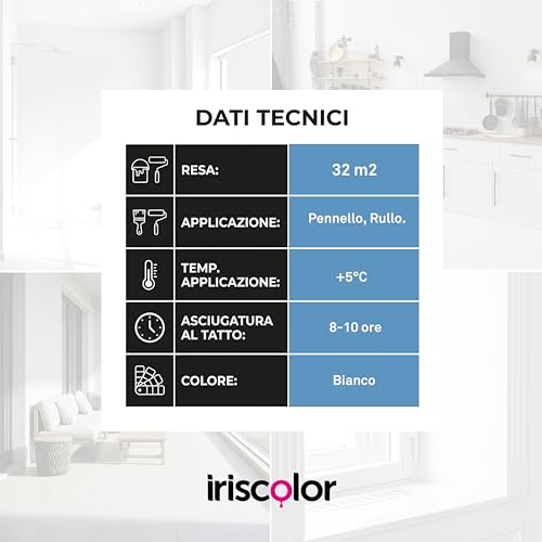 Iriscolor Termoisolante Zero% Pittura Antimuffa Per Interni Anticondensa Con Microsfere Di Vetro Zero Voc E Formaldeide Pittura Bianca Per Interni Bagni E Cucine - 4