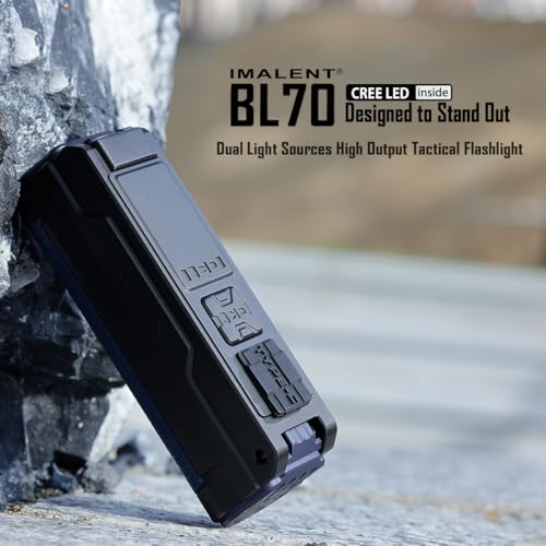IMALENT BL70 EDC Led Flashlight 6000 Lumens with Red Beam and White Light, Dual Light Source Portable Pocket Light Powered by Rechargeable Built-in Battery for Outdoors Emergency Camping