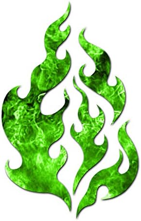 Fire Flames Art - Vinyl Decal Sticker - 5.75" x 9.25" - Green Flames