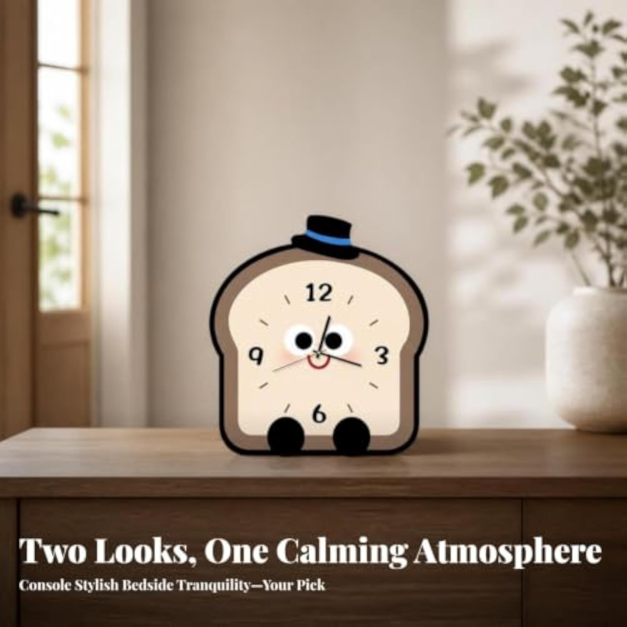 Cartoon Bread Clock, Compact Tabletop Size