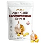 OnHeal Aged Garlic Extract Capsules, 300 Count 7500mg Odorless Garlic Supplement, Rich in Magnesium, Chromium, Vitamin B1 & B9, Supports Immune Health and Heart Function | 2-Year Aging | Antioxidant Benefits
