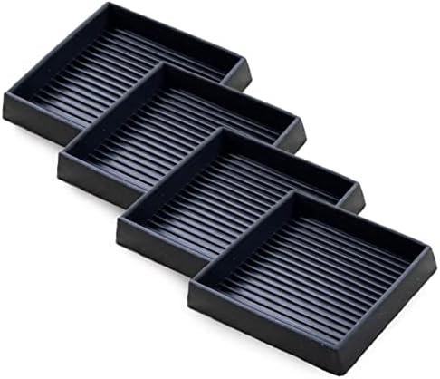 CasterMaster Non Slip Furniture Pads - 3x3 Black Square Rubber Anti Skid Caster Cups Leg Coasters - Couch, Chair, Feet, and Bed Stoppers with Anti - Sliding Floor Grip (Set of 4)
