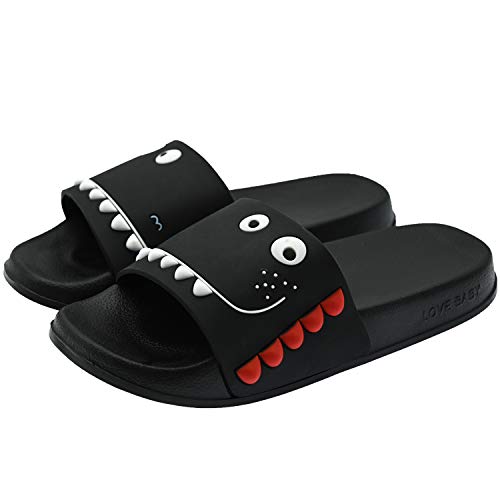 ChayChax Zapatillas de Baño para Niños Ligero Bañarse Chanclas de Casa Suave Zapatos de Playa y Piscina para Niña Niño,Negro,26/27 EU
