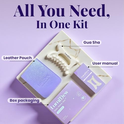 LumiDew Ceramic Guasha Tool for Face & Body - Lymphatic Drainage Massager, Face Sculpting Tool, Jawline Shaper & Double Chin Reducer - Self Care Gifts - 5
