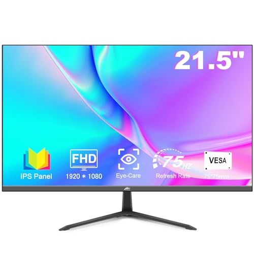 Kenowa PC Monitor 21.5 Zoll Business Computer Monitor IPS Bildschirm 75 Hz 3ms 100% RGB Full HD 1920x1080 HDMI&VGA Gaming Monitor für Raspberry pi Laptop Computer/PS4/PS5/Xbox Konsole