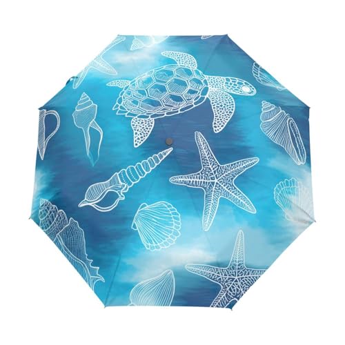 Parapluie pour sac à main femme GAIREG, motif tortue marine bleu automatique