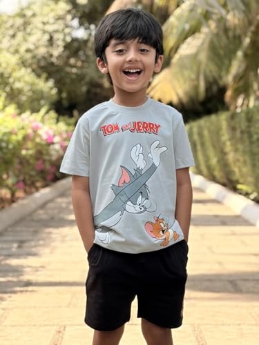 Image of Nap Chief Kids Cotton Official Tom & Jerry Co ord Set for Boys & Girls, T Shirt and Shorts for Casual Wear