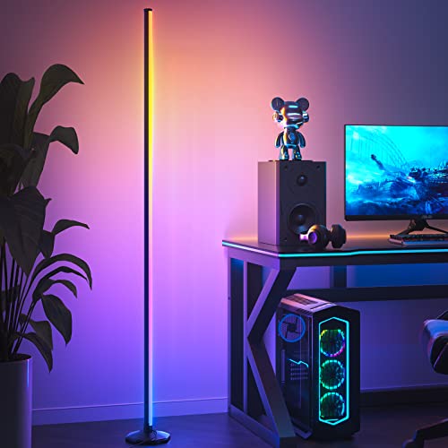 bedee Lámpara de pie LED RGB de 165 cm, regulable, mando a distancia, moderna lámpara de pie para salón, dormitorio, oficina y más
