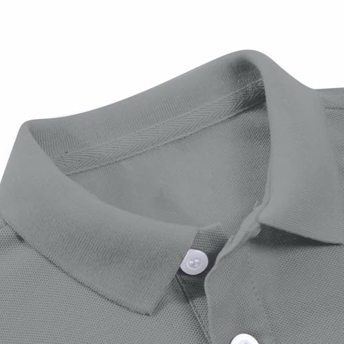 Preppy Boys Girls Pique Polo Shirt Short Sleeve Solid Active School Uniform Button Closure Breathable Performance Tshirt 5-123