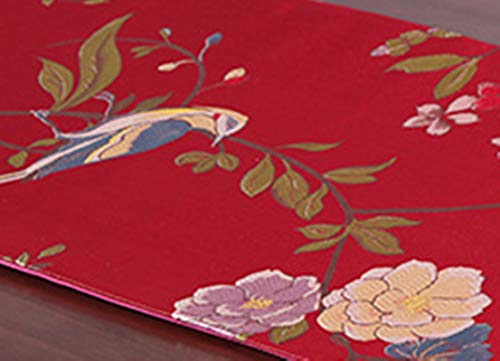 Chemin de table champêtre mariage polyester rouge infroissable et lavable