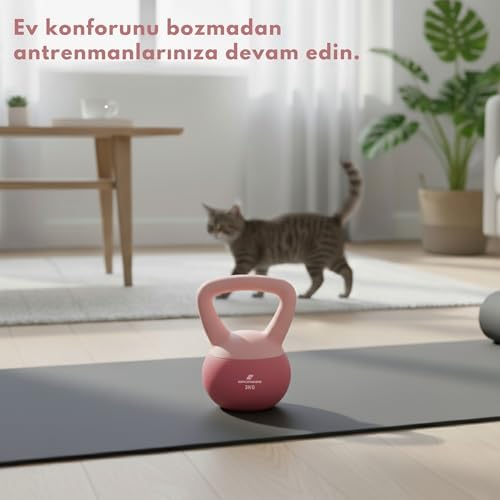 Sporsize Soft Touch Kettlebell – Kaydırmaz Yüzey – Evde Spor & Fitness Ağırlığı – 2–10 kg Seçenekleri (Soft Pembe, 3 KG) - Görsel 2