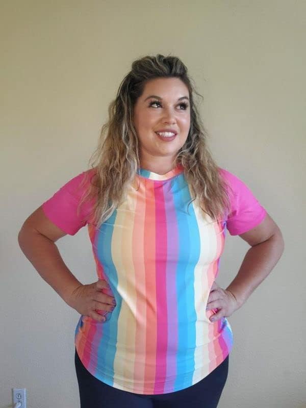 COOTRY Womens Plus Size Rash Guard Short Sleeve Swim Shirt UPF 50+ Sun Protection Swimsuit Top - Image 2