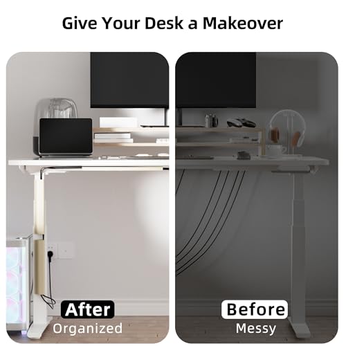 Image of YECAYE Cable Management Under Desk, 94.2 in, Cable Raceway, Beige