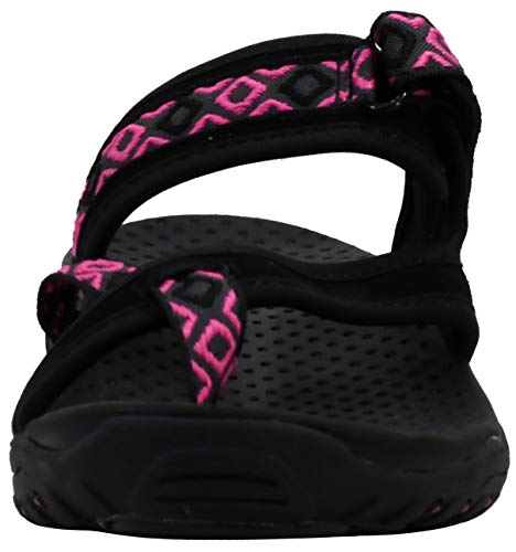 Skechers Skechers Women's Reggae Trailway Flip Flop, Black/Fuchsia, 9 W US