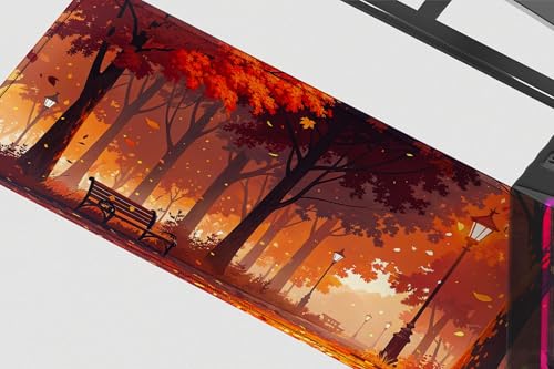Image of Cozy Autumn Premium Desk Mat | Anti-Skid | Anti-Slip | 80 x 30 cm | Laptop Mat for Work from Home /Office /Gaming- Extended Mouse pad and Keyboard Desk mat