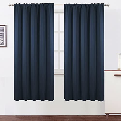 LEMOMO Navy Blackout Curtains/52 x 72 Inch/Set of 2 Panels Room Darkening Curtains for Bedroom